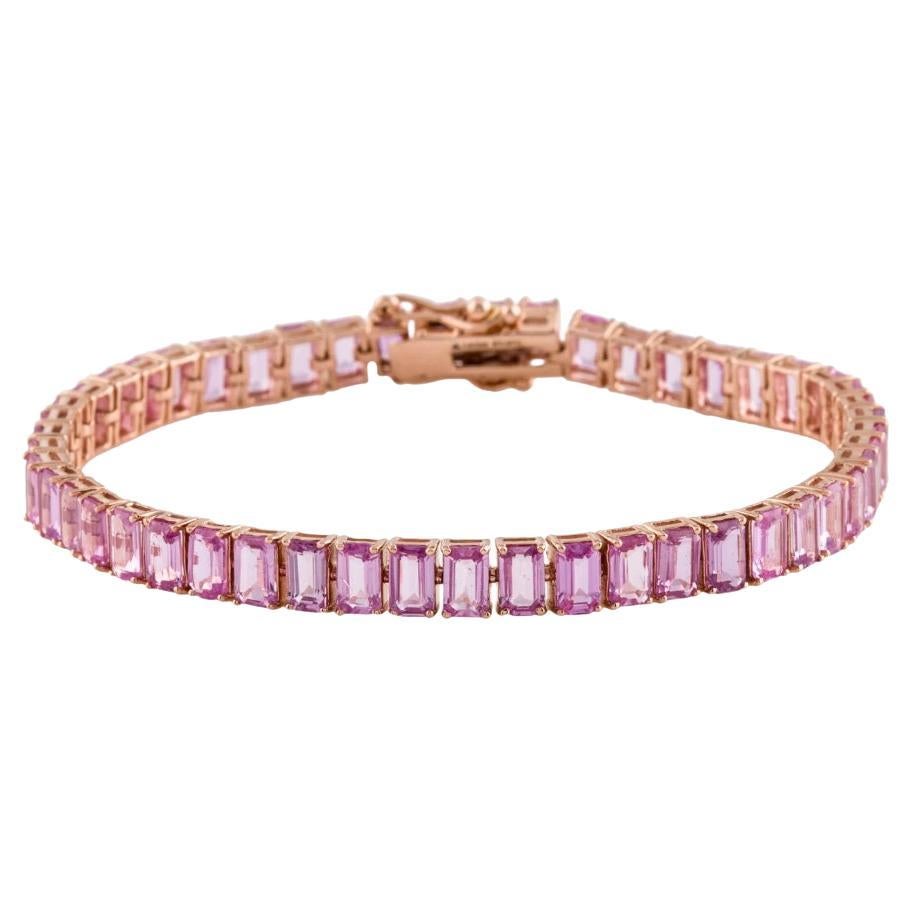 Pink Sapphire Octagon Bracelet in 14K Gold For Sale