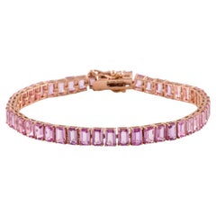 Achteckiges Saphirarmband aus 14 Karat Gold mit rosa Saphiren