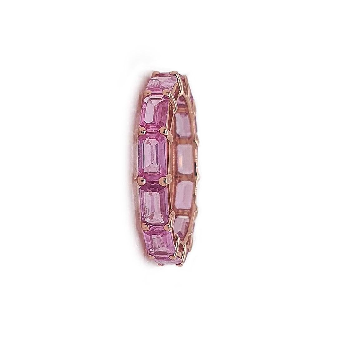 Modern Pink Sapphire Octagon East West Eternity Band 14k Gold For Sale