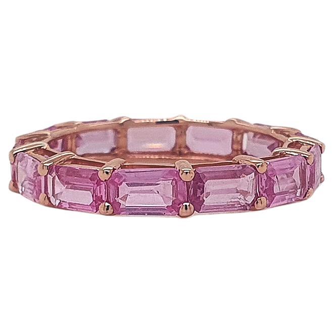 Pink Sapphire Octagon East West Eternity Band 14k Gold For Sale