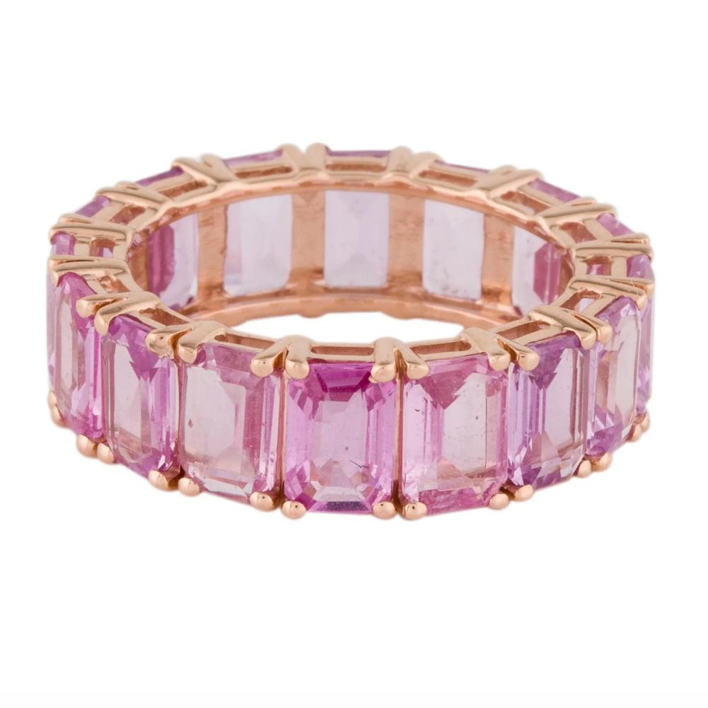 Octagon Cut Pink Sapphire Octagon Ring in 14k Gold For Sale