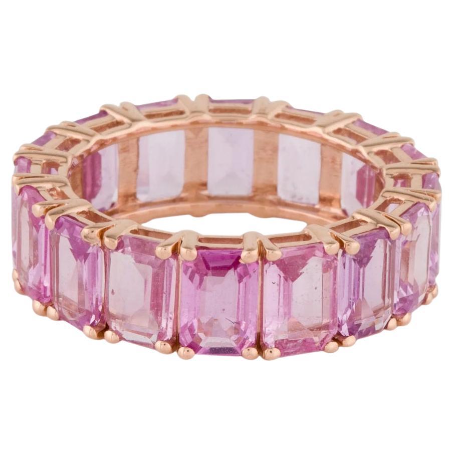 Bague octogonale en or 14k avec saphir rose