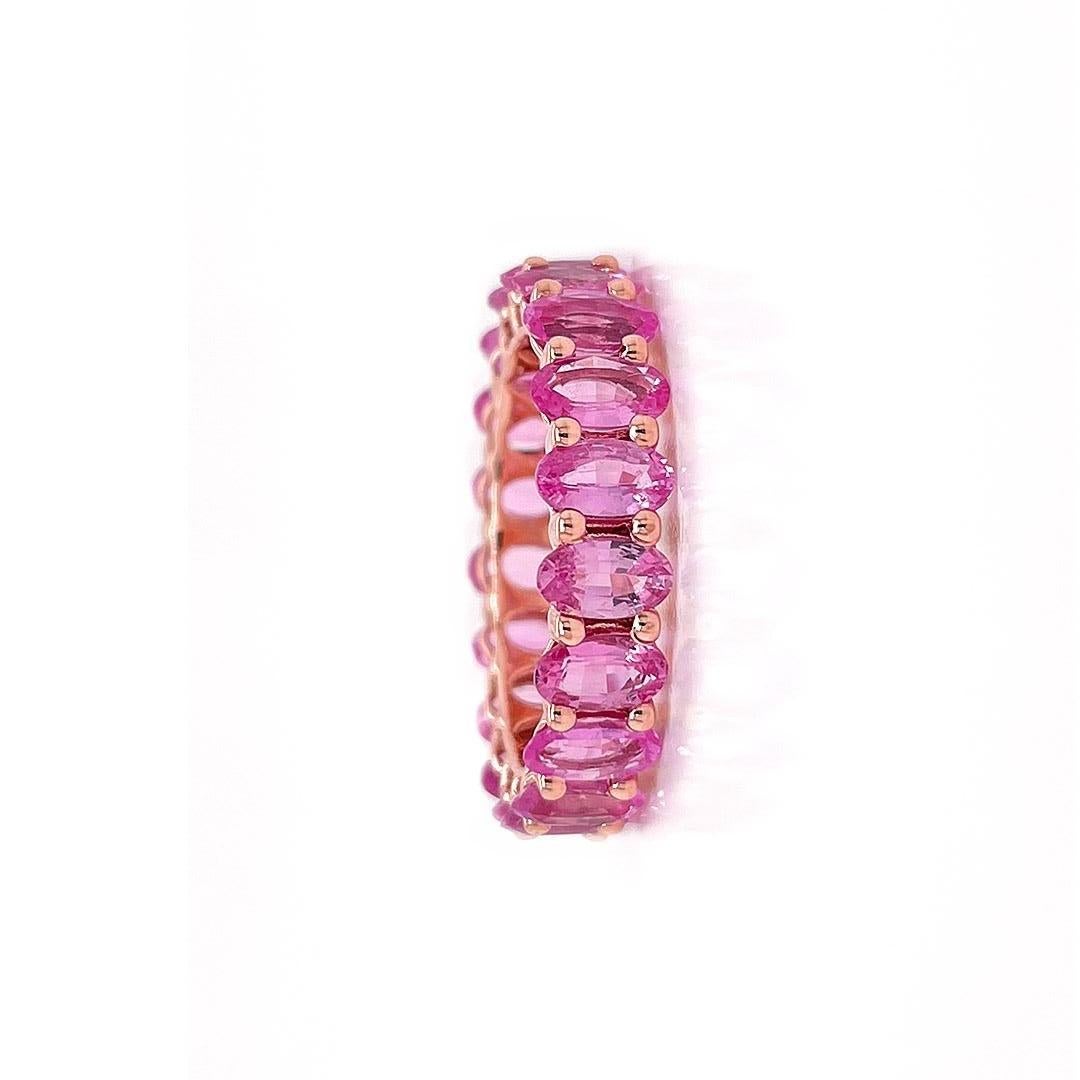Oval Cut Pink Sapphire Oval Band 14K Gold