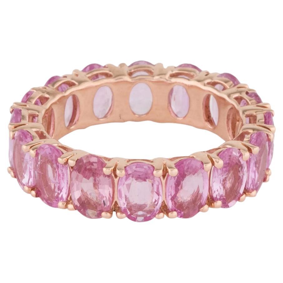 Pink Sapphire Oval Big Eternity Ring in 14K Gold For Sale