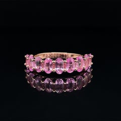 Pink Sapphire Oval Half Eternity Band 14K Gold