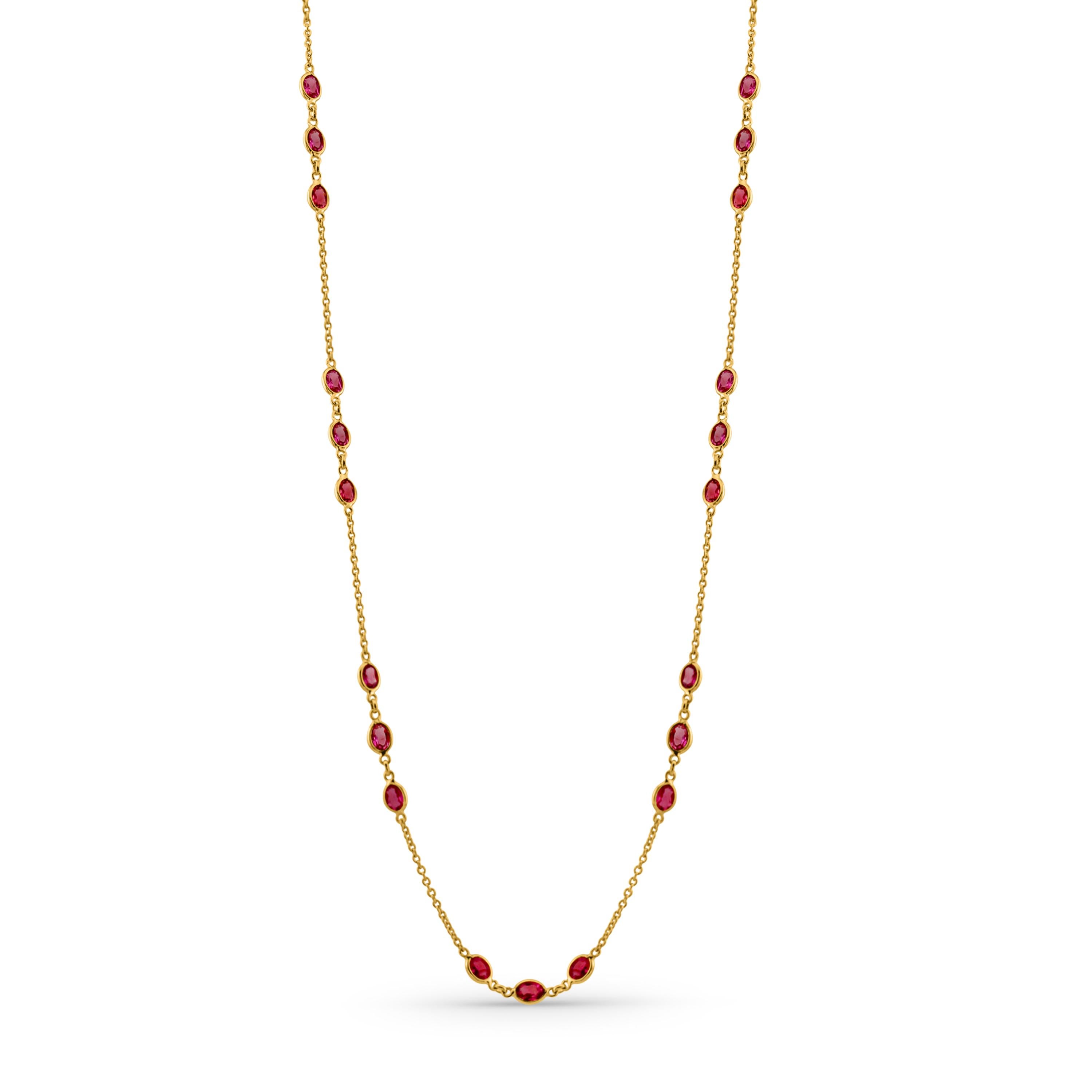 Tresor Beautiful Necklace features 5.49 carats of Pink Sapphire. The Necklace are an ode to the luxurious yet classic beauty with sparkly gemstones and feminine hues. Their contemporary and modern design make them versatile in their use. The
