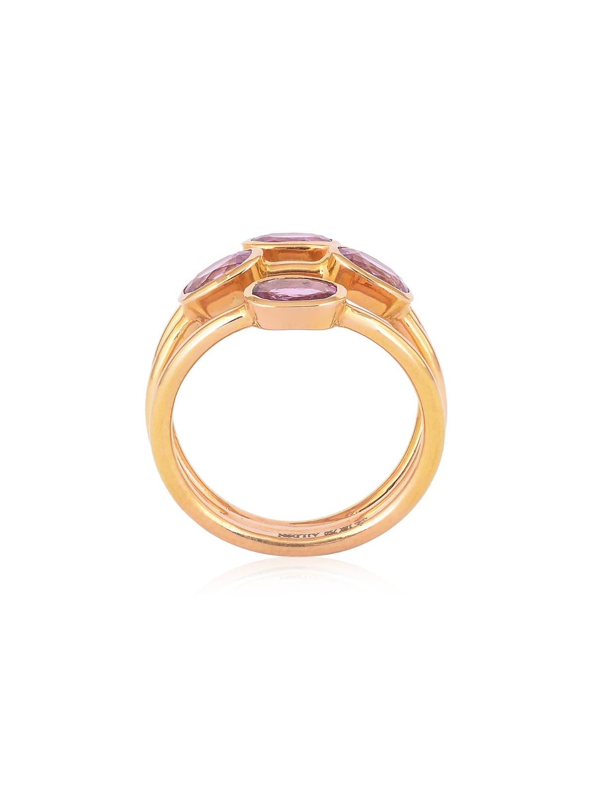 Women's or Men's Pink Sapphire Ovals and 18K Gold Statement ring  For Sale