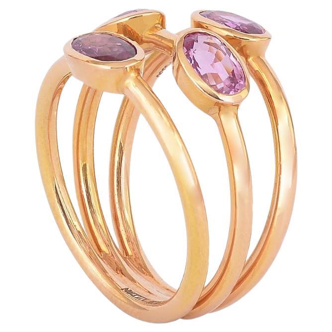 Pink Sapphire Ovals and 18K Gold Statement ring  For Sale