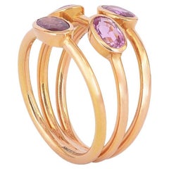 Pink Sapphire Ovals and 18K Gold Statement ring 