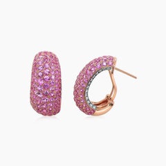 Pink Sapphire Pave & Weißer Diamant 18K Rose Gold Pave Huggie Ohrringe