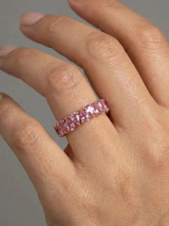 Pinker Saphir im Birnenschliff 14K Gold (18K Custom) Halber Ewigkeitsring