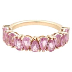 Pinker Saphir im Birnenschliff 14K Gold (18K Custom) Halber Ewigkeitsring