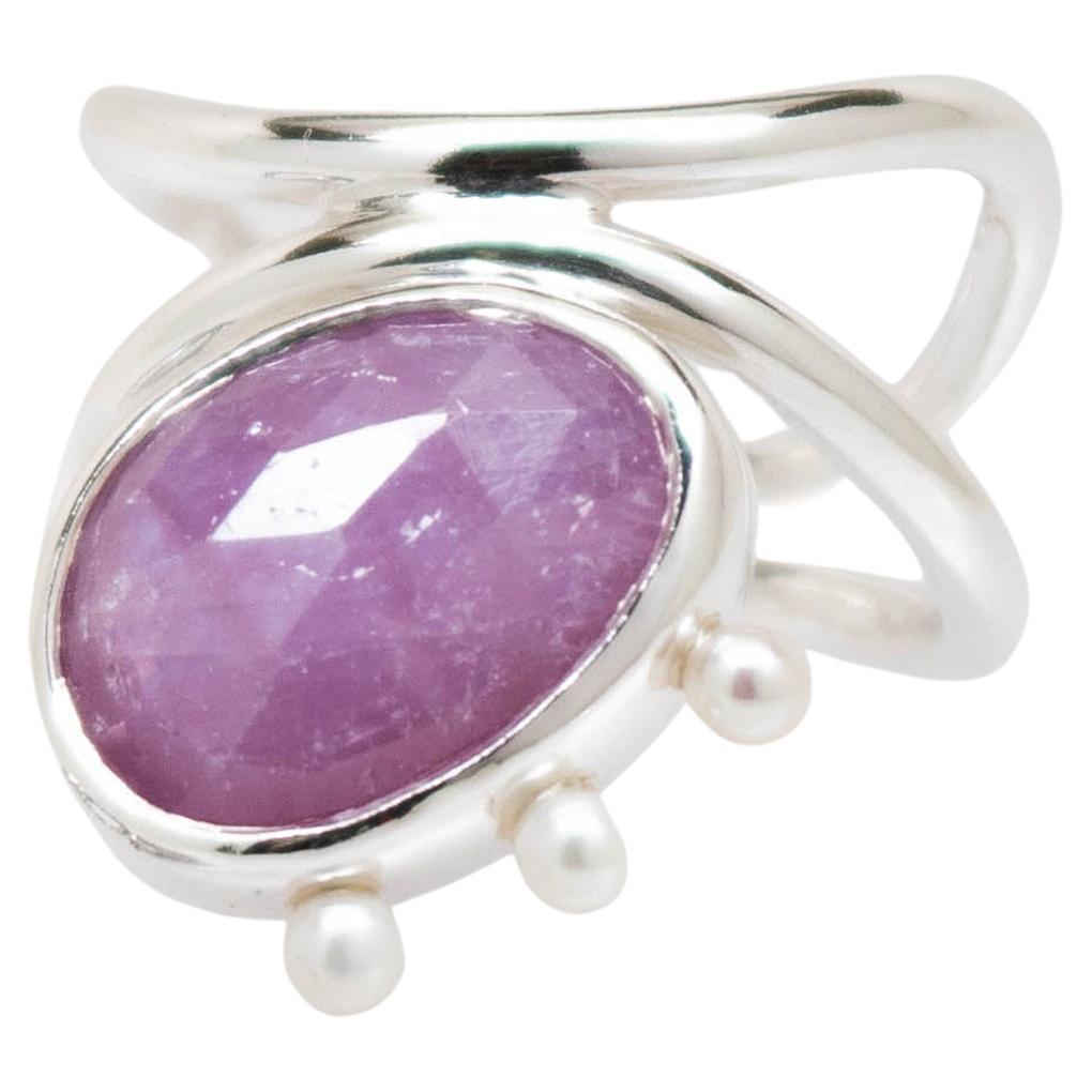 Pink Sapphire Pearl Diatom Ring by TIN HAUS For Sale