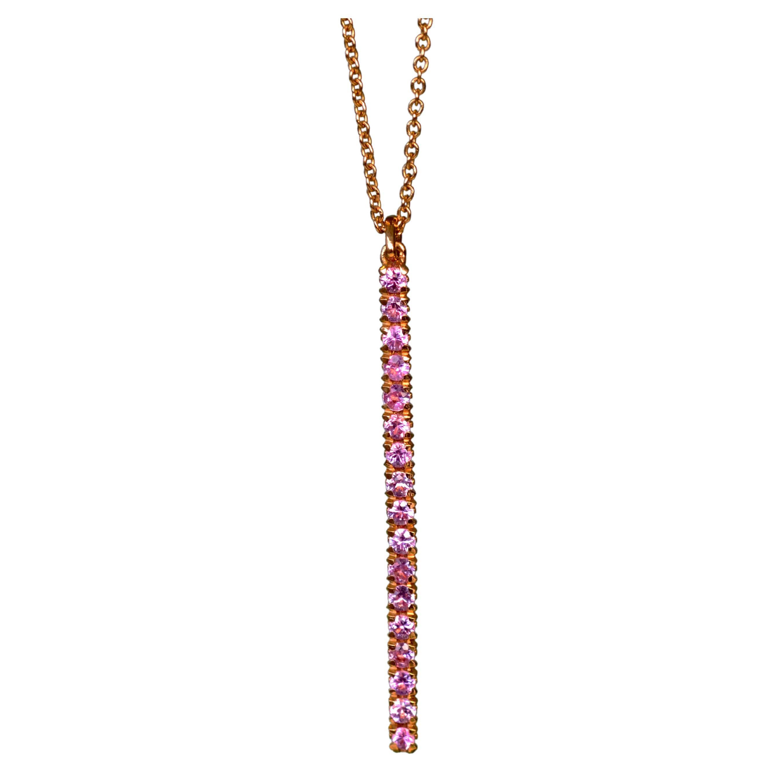 Pink Sapphire Pendant in 18 Karat Yellow Gold For Sale