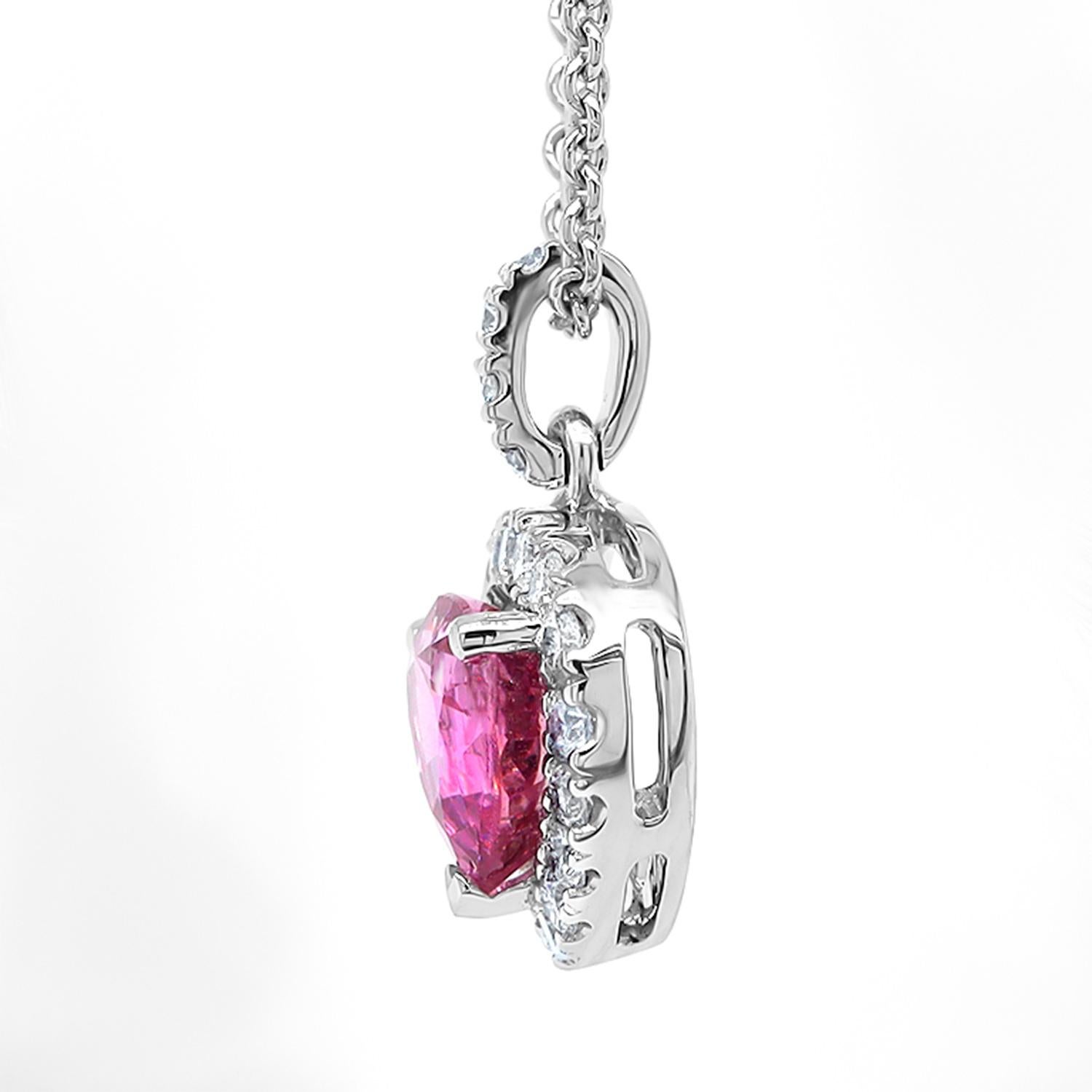 Contemporaneo Collana con zaffiro rosa Diamanti 1,34 carati Oro bianco 18 carati in vendita