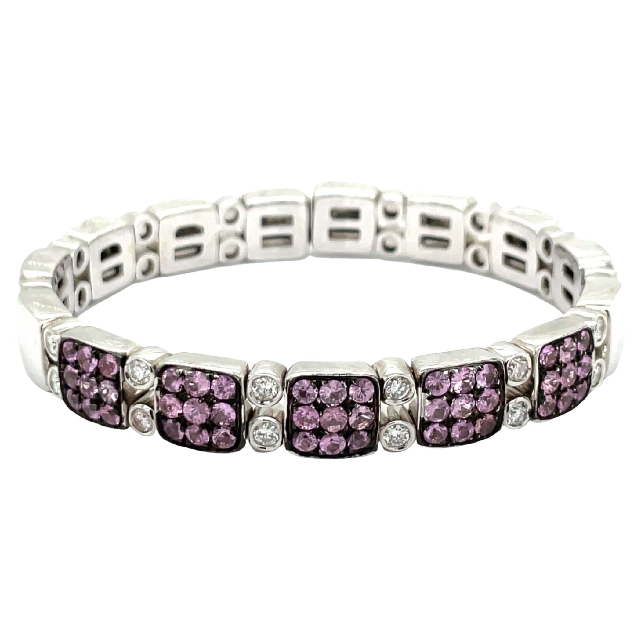 Pink Sapphire, Pink Zircon & Diamond 18K Bangle