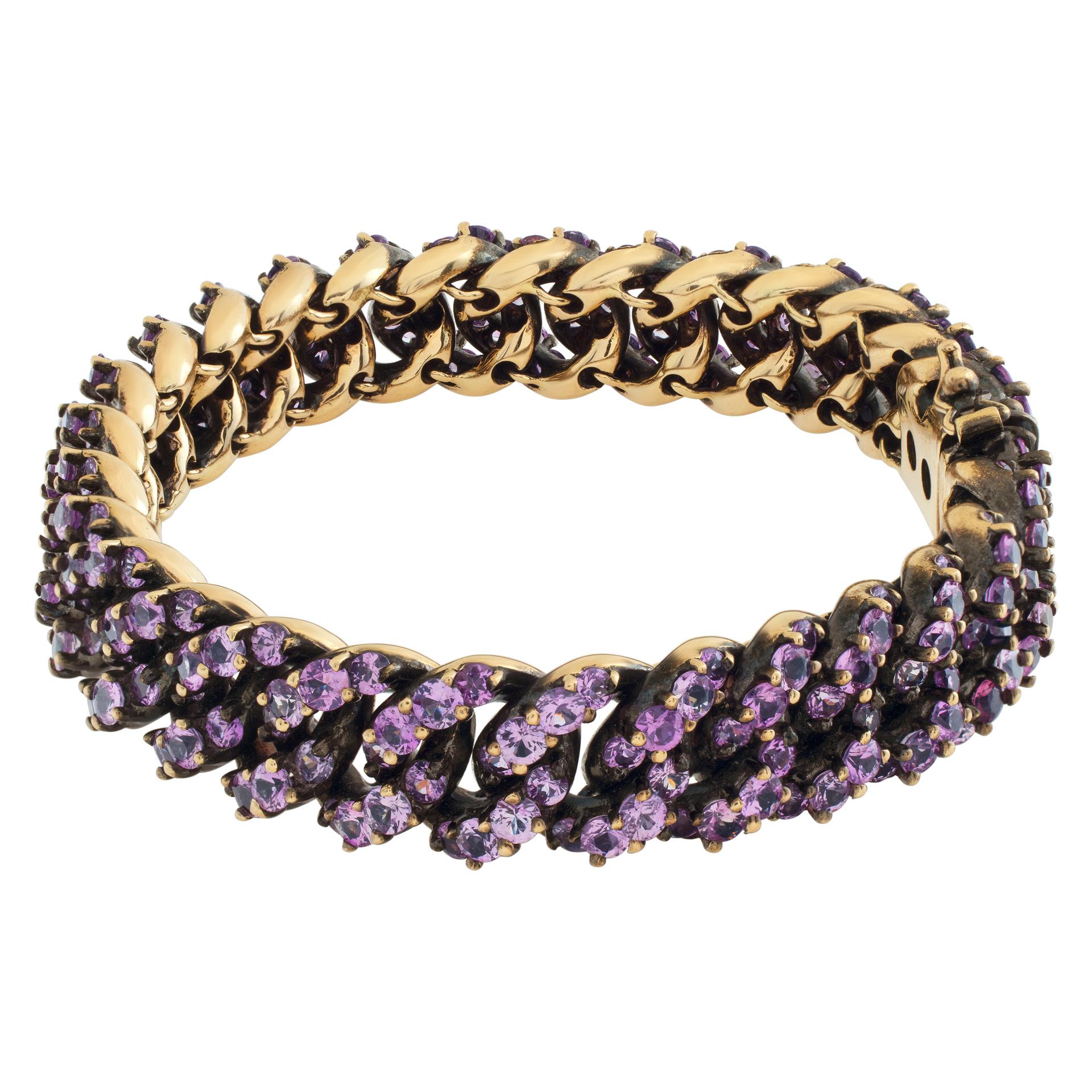 Armband aus 18 Karat Gold mit rosa Saphiren und schwarzem Rhodium im Zustand „Hervorragend“ in Surfside, FL