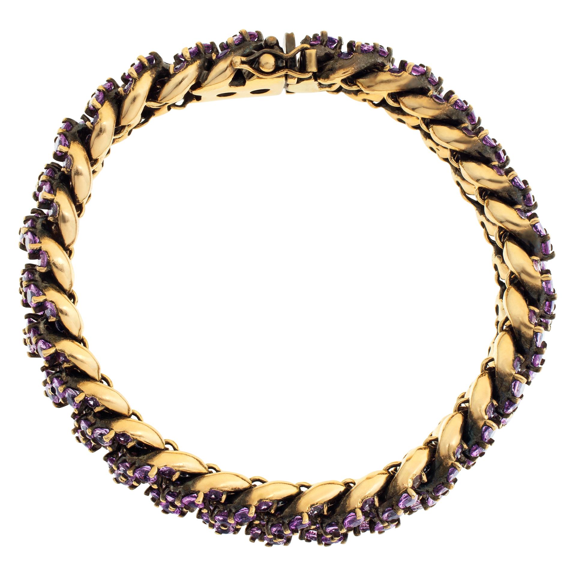 Armband aus 18 Karat Gold mit rosa Saphiren und schwarzem Rhodium 1