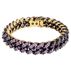 Bracelet en or 18 carats plaqué saphir rose et rhodium noir