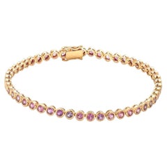 Bracciale tennis in oro giallo 14K (personalizzato) con zaffiro rosa Radiance