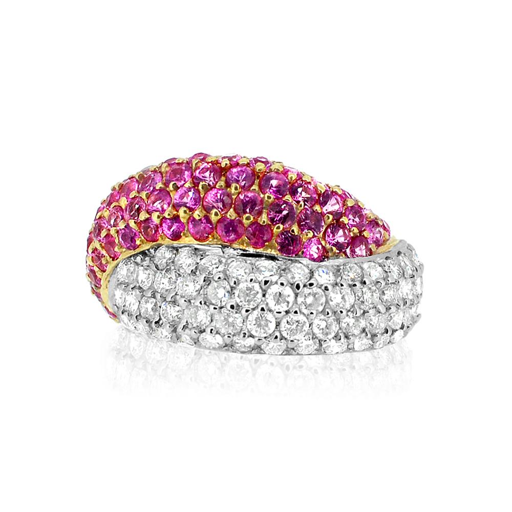 Pink Sapphire & Diamonds Ring, 
18k White gold and Yellow Gold 6.0 grams.
Total Diamonds 1.20 carat FG-VS. Total Pink Sapphire 1.50 carat.
Ring size 6.75