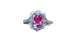 Pink Sapphire Ring 18 Karat White Gold