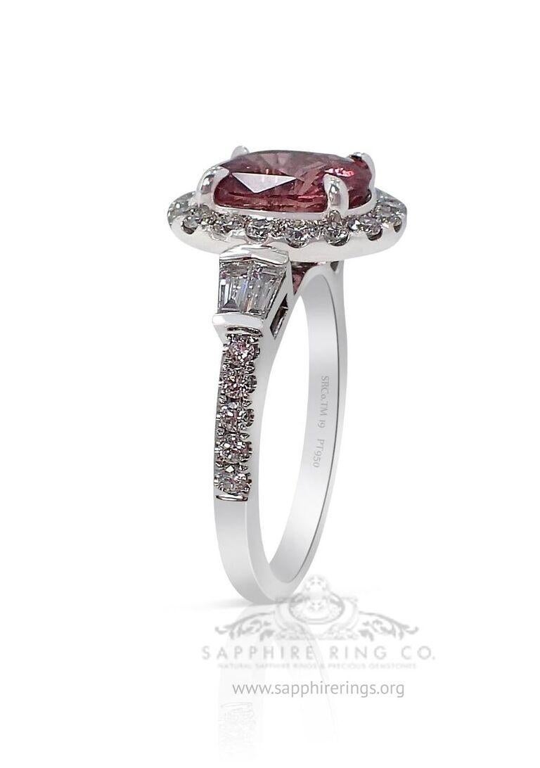Pink Sapphire Ring, 3.03ct Platinum 950, GIA Certified Natural Sapphire  For Sale 1