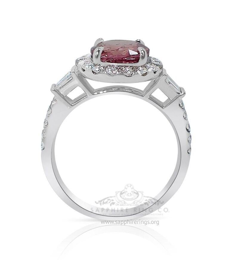 Pink Sapphire Ring, 3.03ct Platinum 950, GIA Certified Natural Sapphire  For Sale 2