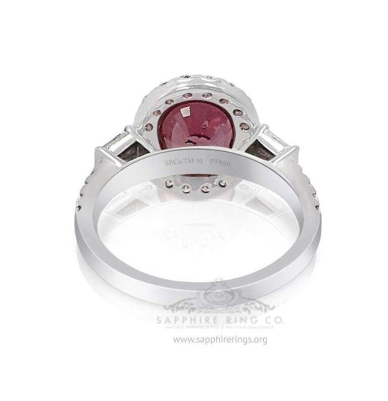 Pink Sapphire Ring, 3.03ct Platinum 950, GIA Certified Natural Sapphire  For Sale 3