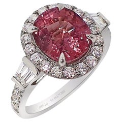 Used Pink Sapphire Ring, 3.03ct Platinum 950, GIA Certified Natural Sapphire 