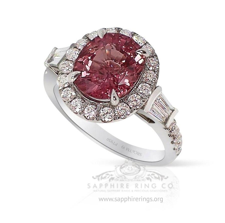 Pink Sapphire Ring, 3.03ct Platinum 950, GIA Certified Natural Sapphire  In New Condition For Sale In Tampa, FL