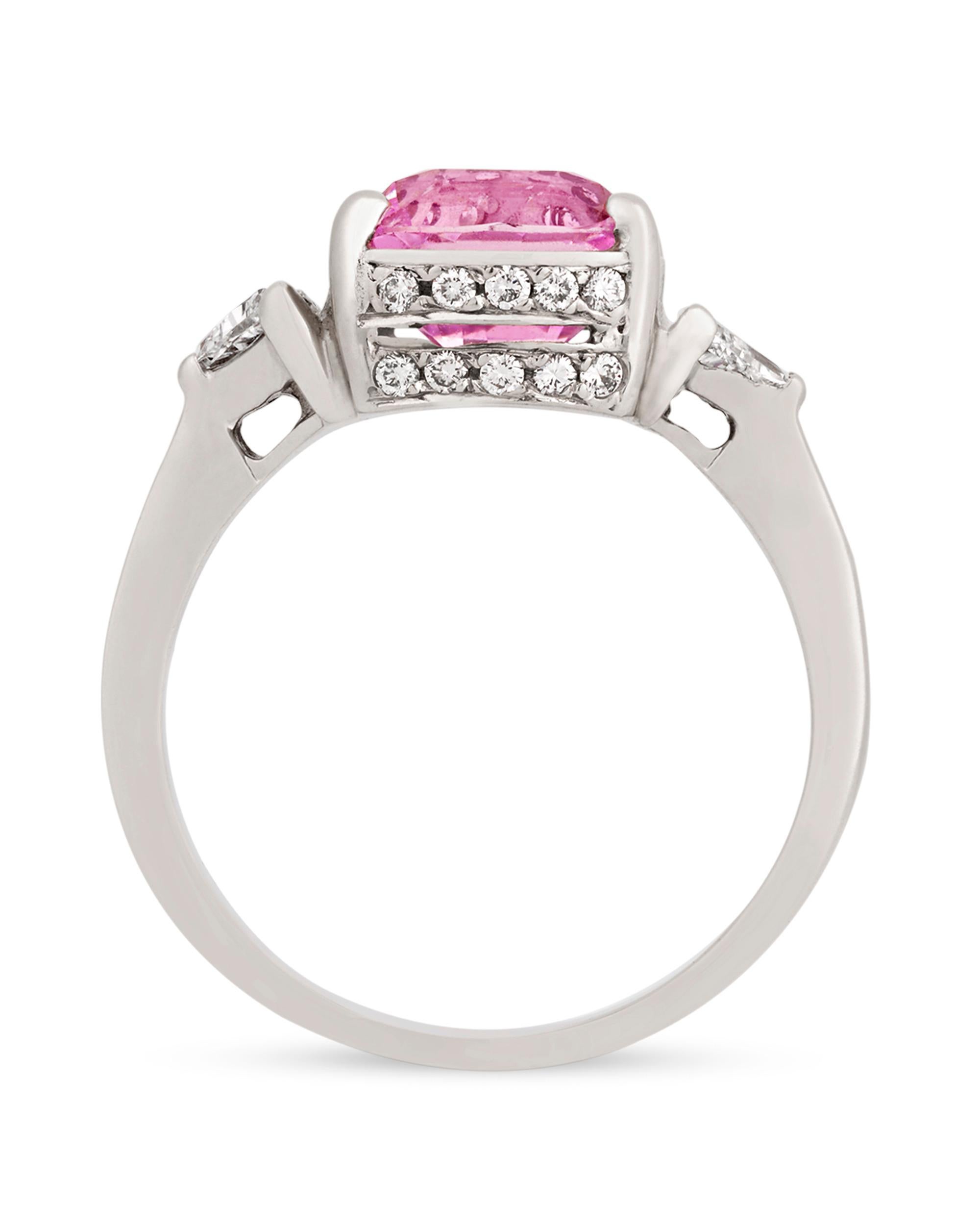 Modern Pink Sapphire Ring, 3.21 Carat