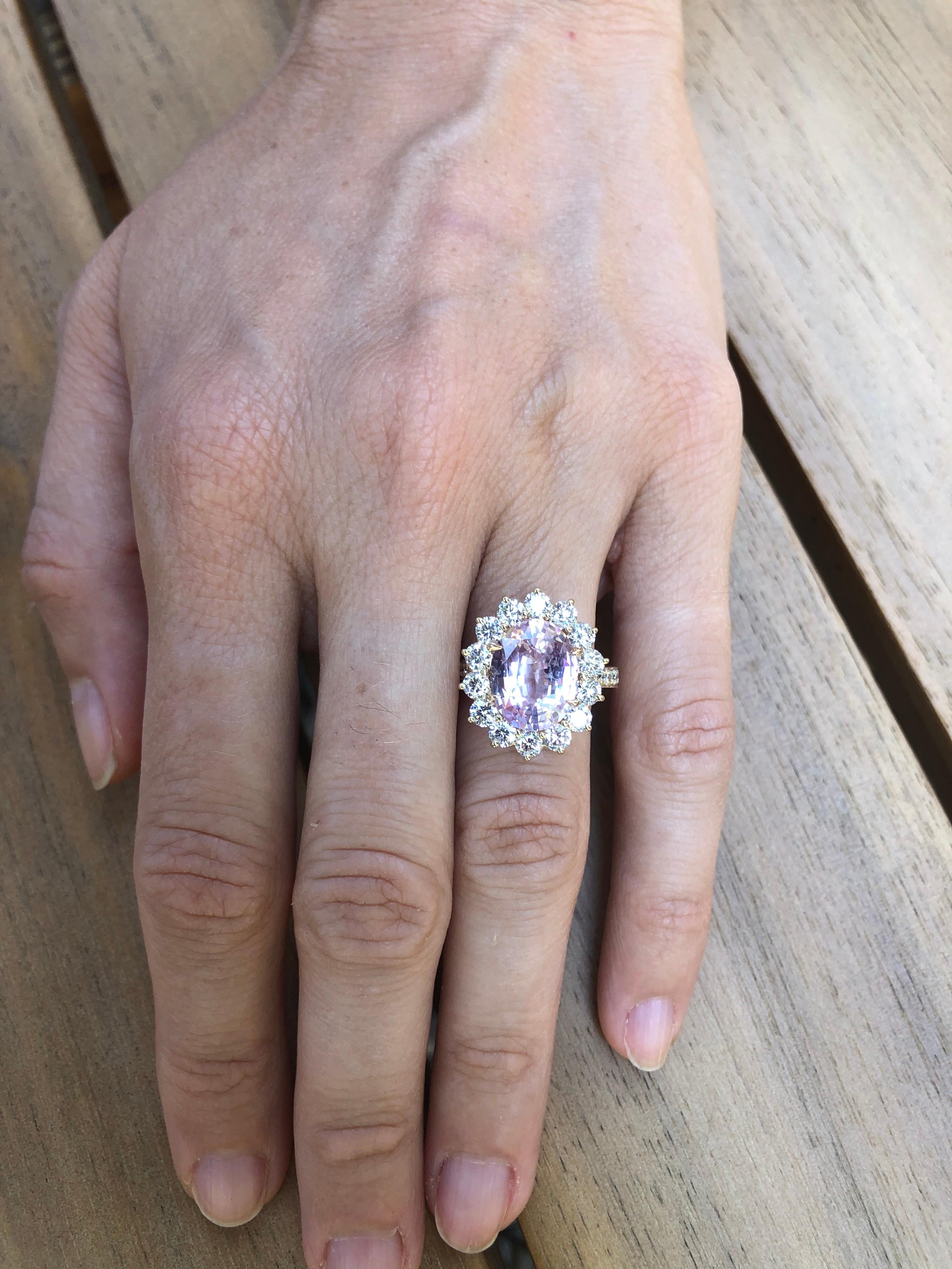 Oval Cut Pink Sapphire Ring 4.47 Carats Oval