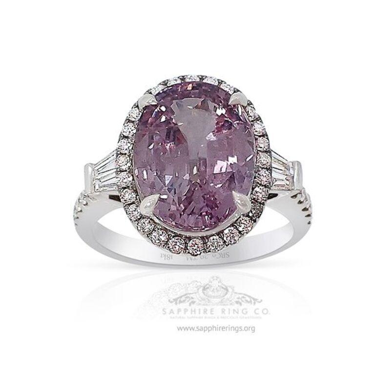Pink Sapphire Ring, 5.52 Carat Unheated Sapphire 18 Karat Gia Certified In New Condition In Tampa, FL