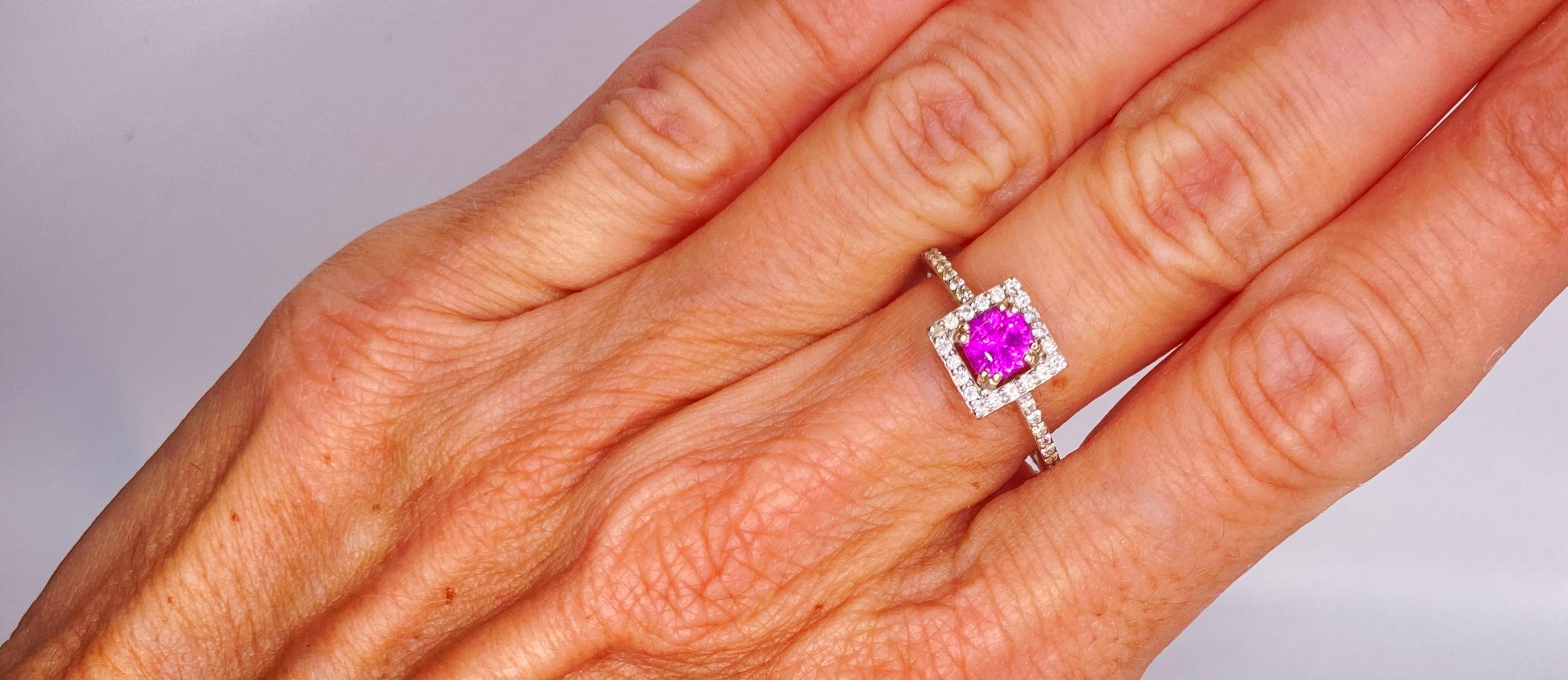 Art Deco Pink Sapphire Ring For Sale