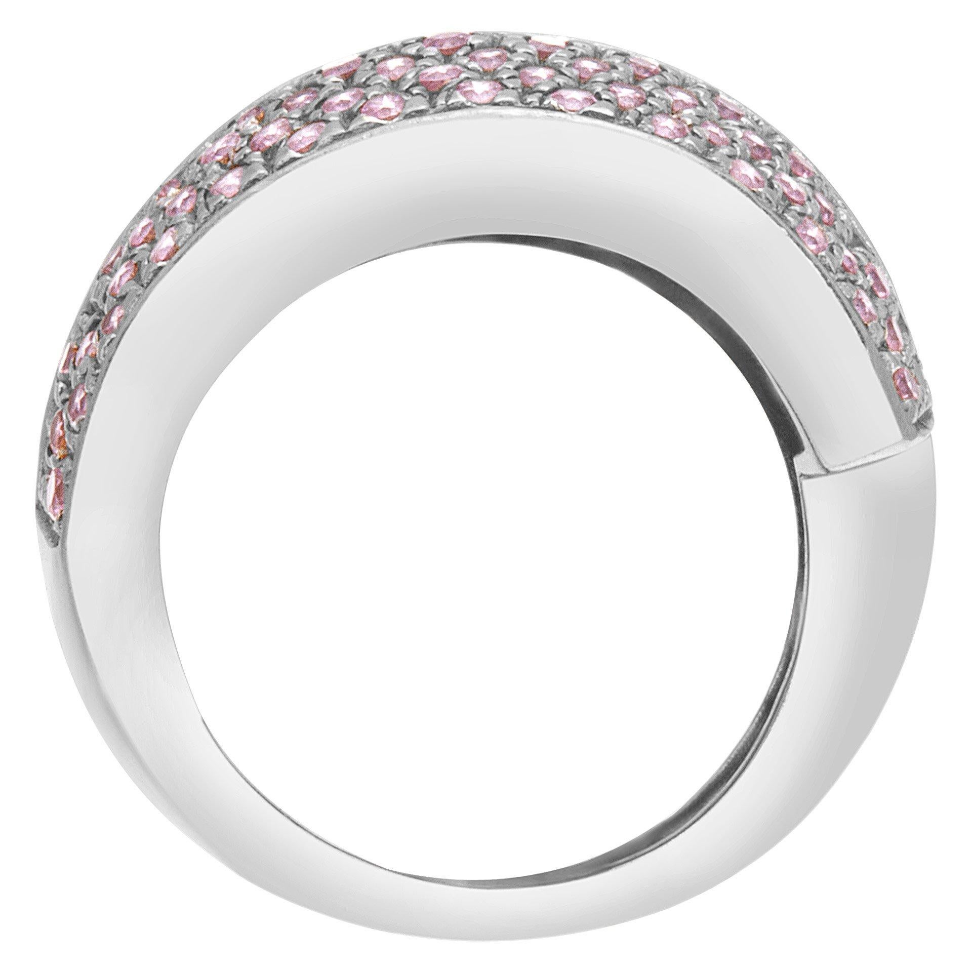 Women's Pink Sapphire Ring in 18k White Gold For Sale