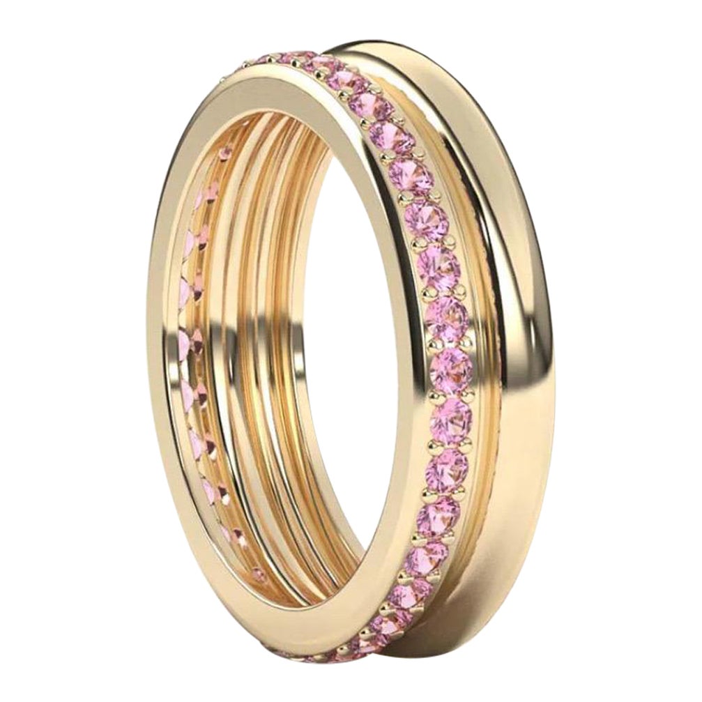 Bague saphir rose en or jaune en vente