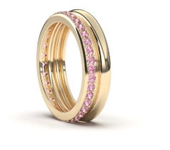 pink sapphire ring in yellow gold