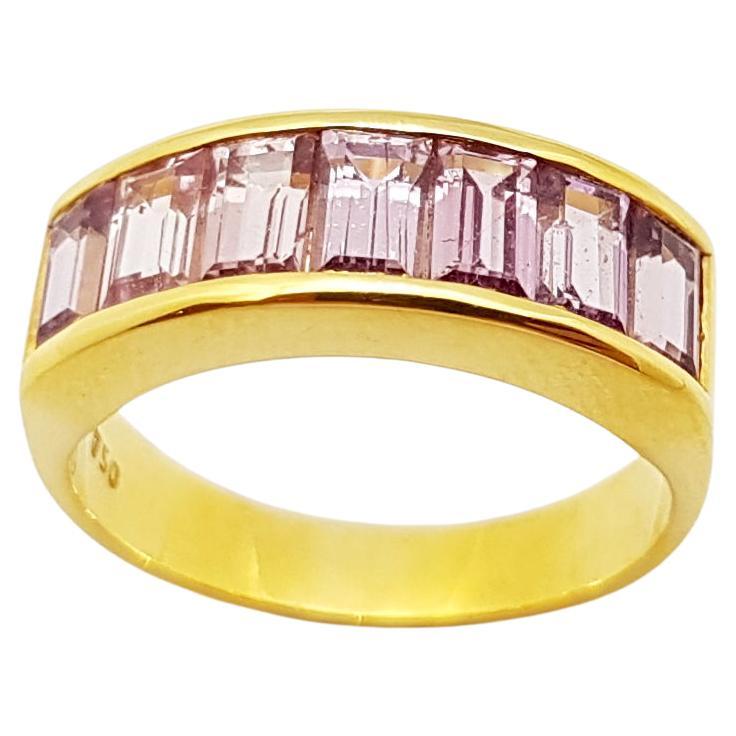 Pink Sapphire Ring Set in 18 Karat Gold Settings For Sale