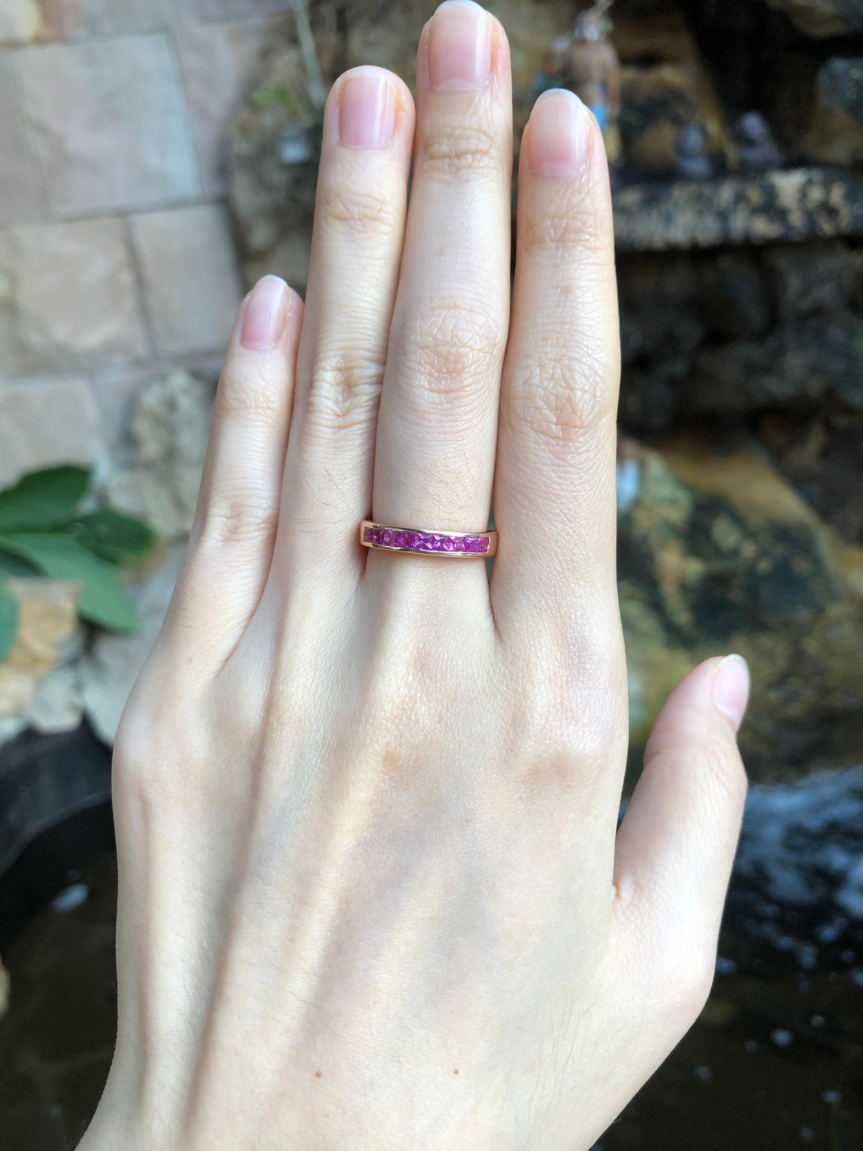 Pink Sapphire 0.82 carat Ring set in 18 Karat Rose Gold Settings

Width:  1.7 cm 
Length: 0.3 cm
Ring Size: 51
Total Weight: 4.0 grams


