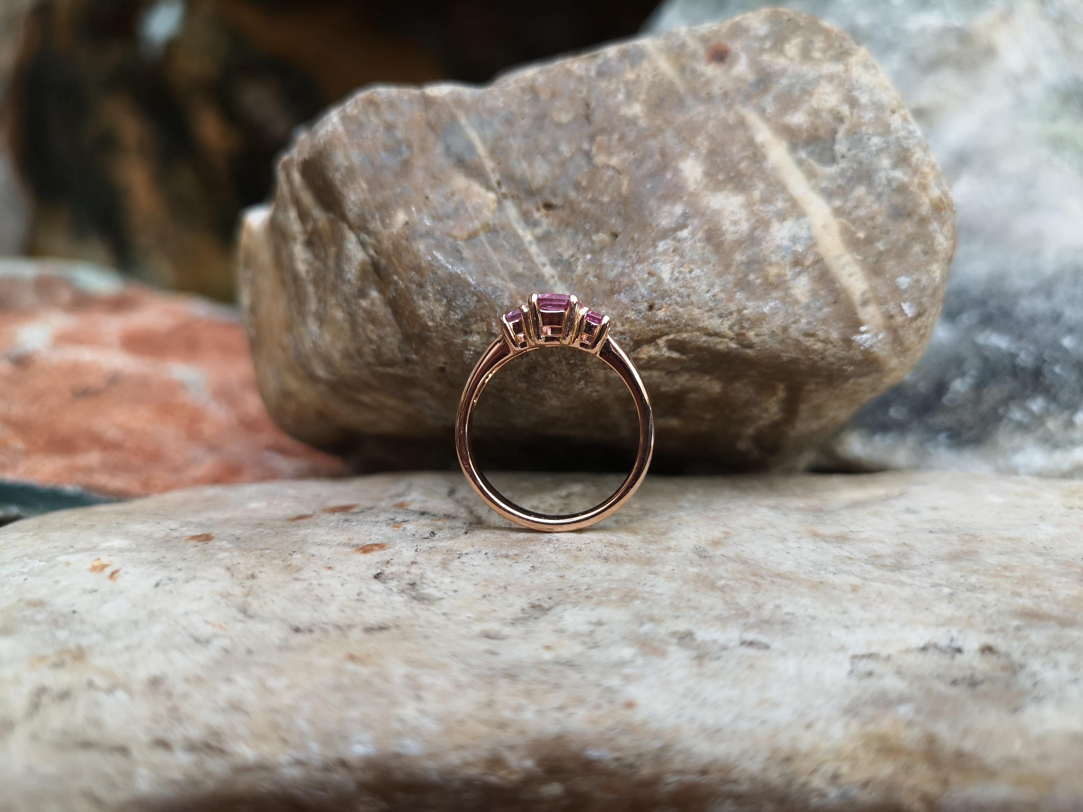 Women's Pink Sapphire Ring set in 18 Karat Rose Gold Settings For Sale