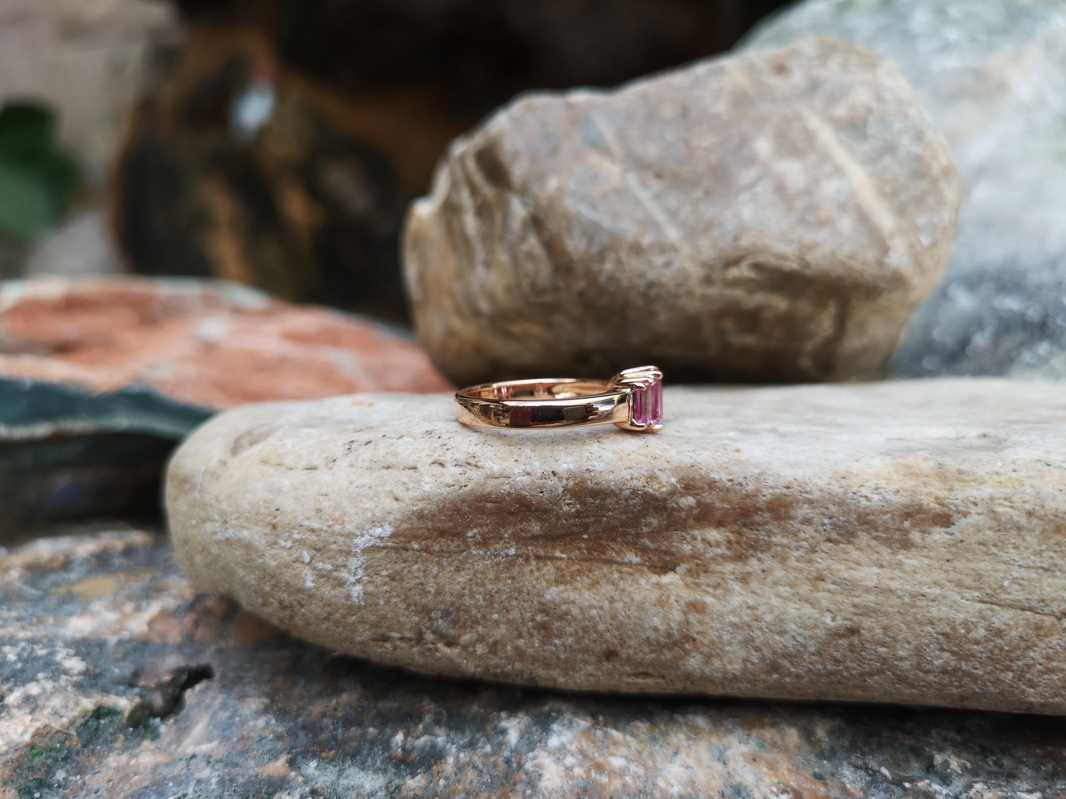 Pink Sapphire Ring set in 18 Karat Rose Gold Settings For Sale 1