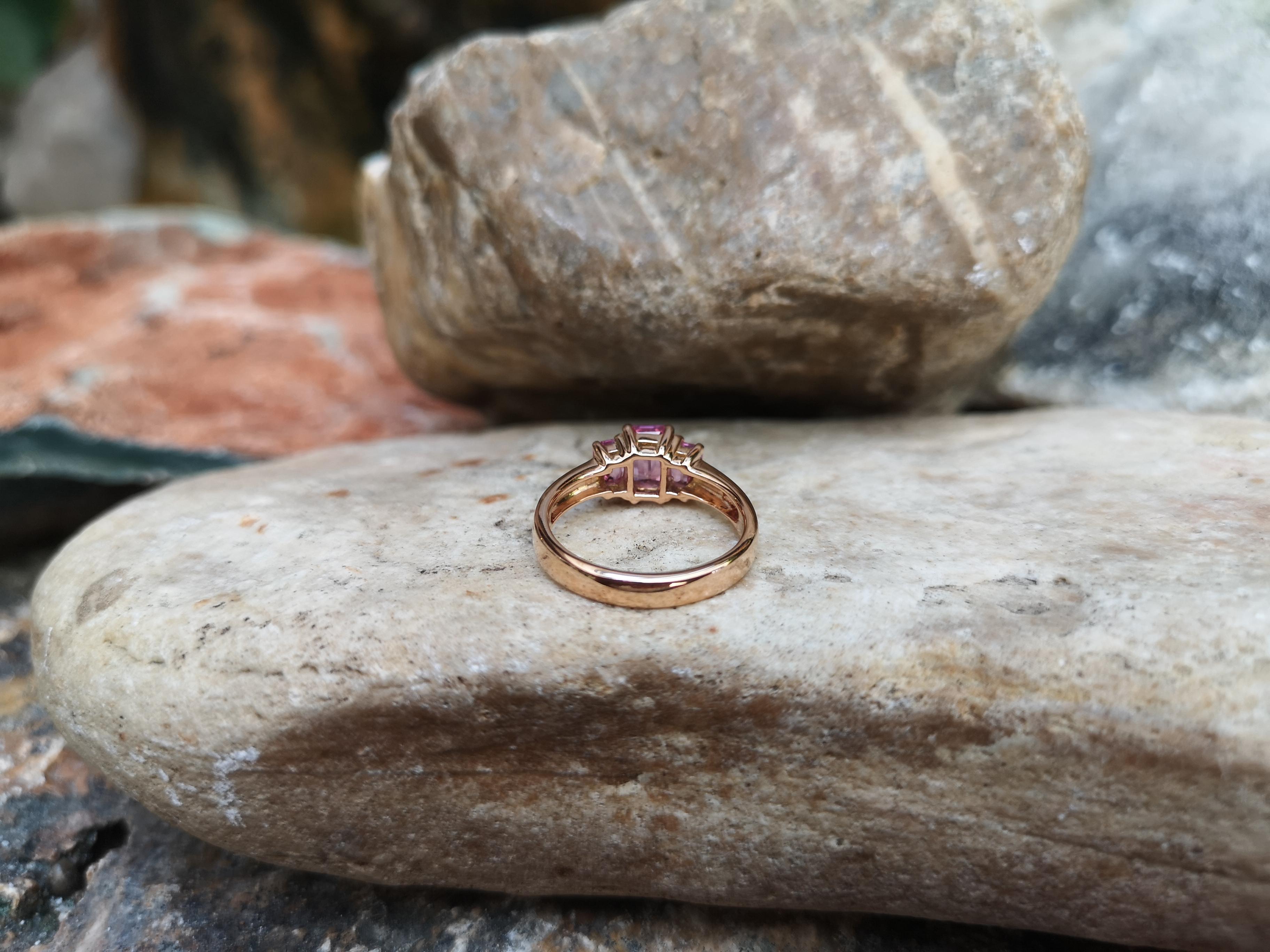 Pink Sapphire Ring set in 18 Karat Rose Gold Settings For Sale 2