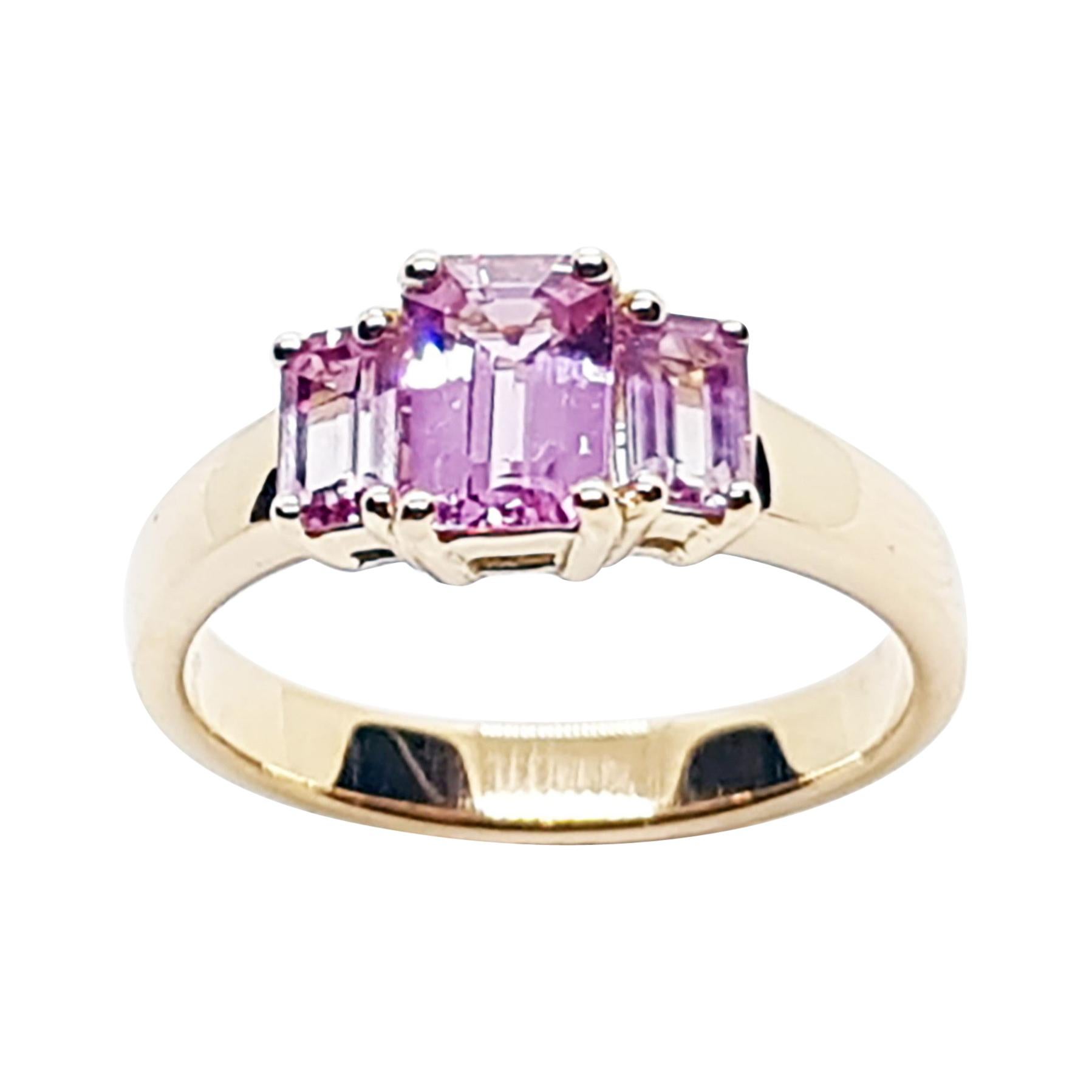 Pink Sapphire Ring set in 18 Karat Rose Gold Settings For Sale