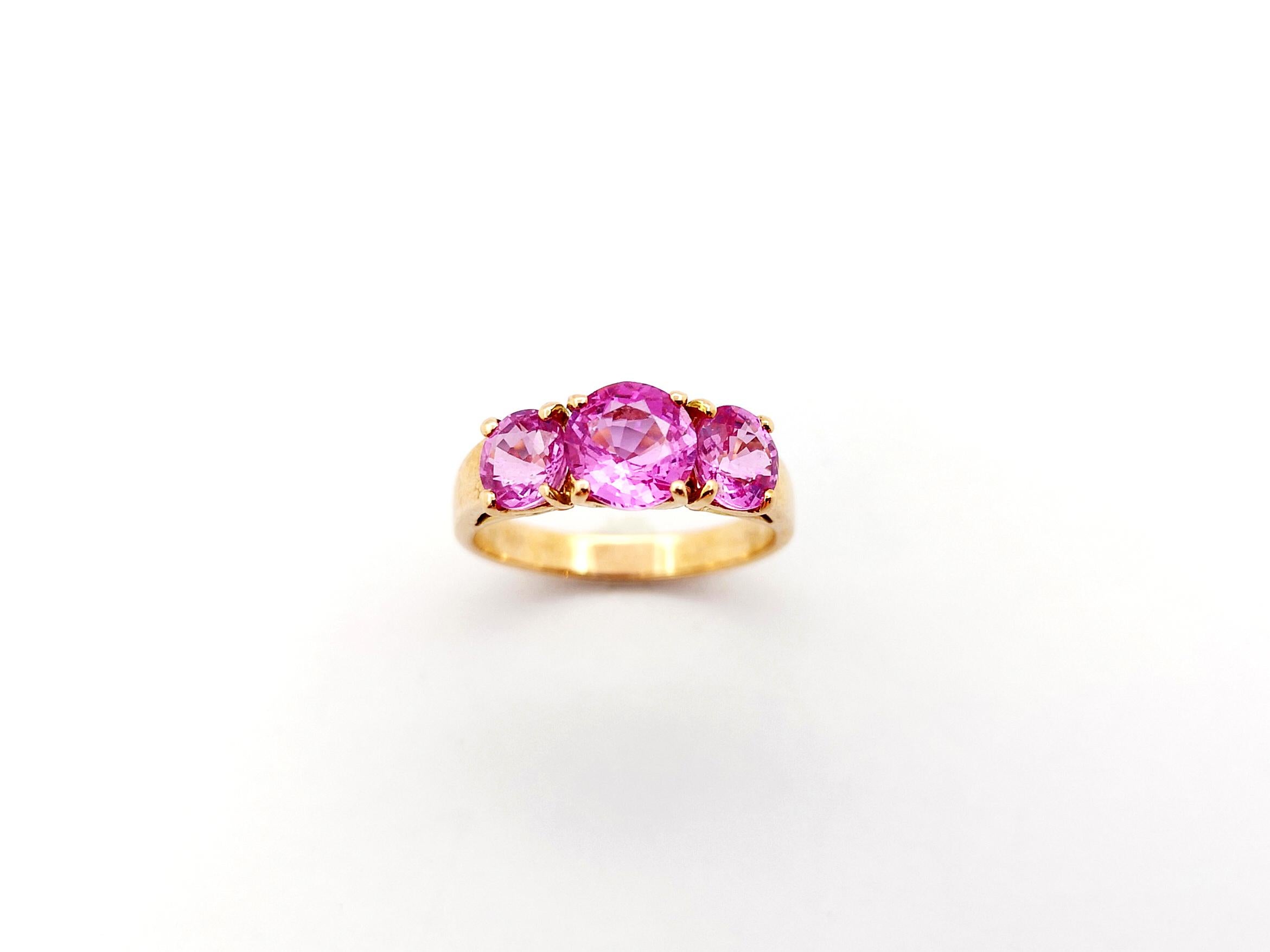Pink Sapphire Ring set in 18K Rose Gold Settings For Sale 4