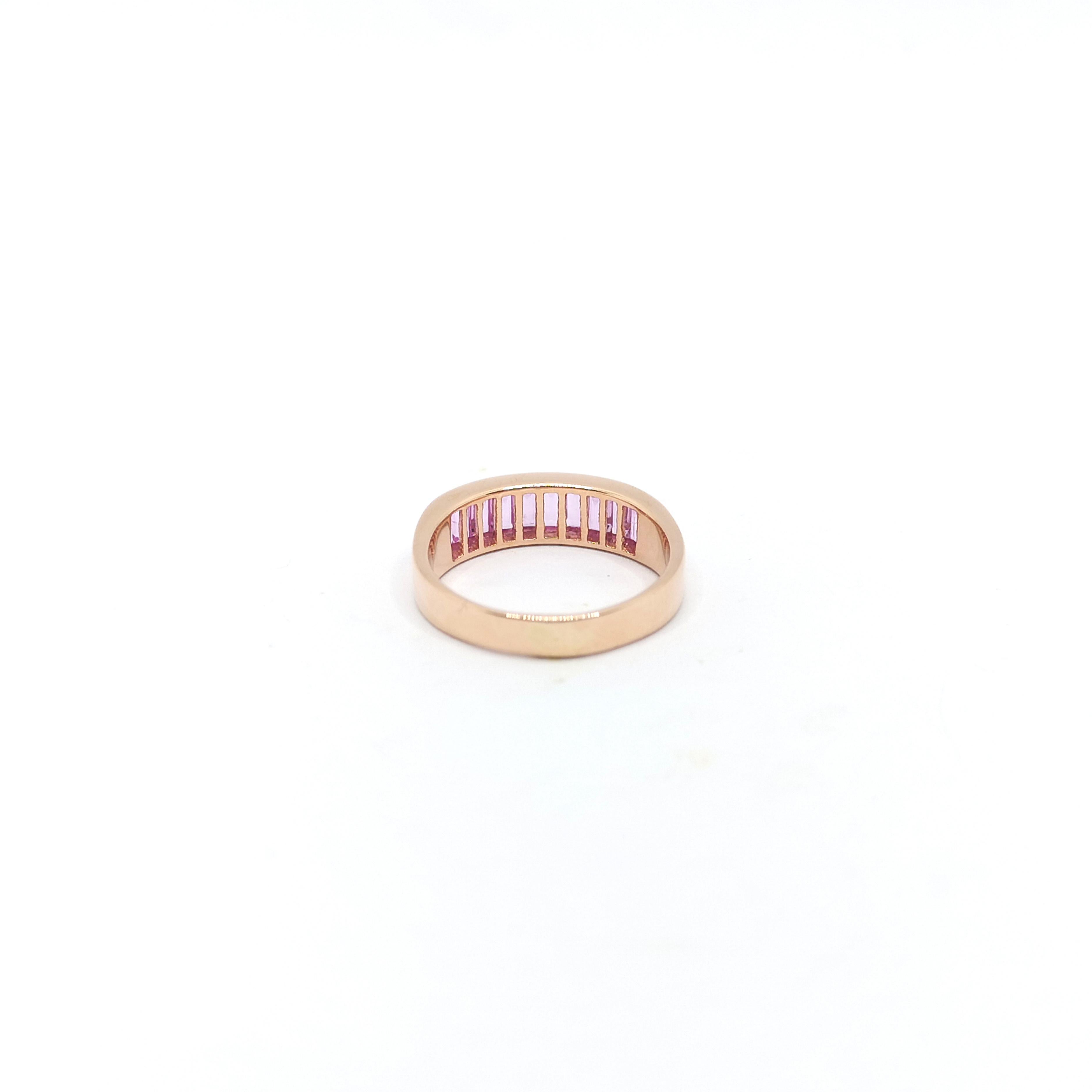 Pink Sapphire Ring set in 18K Rose Gold Settings For Sale 4