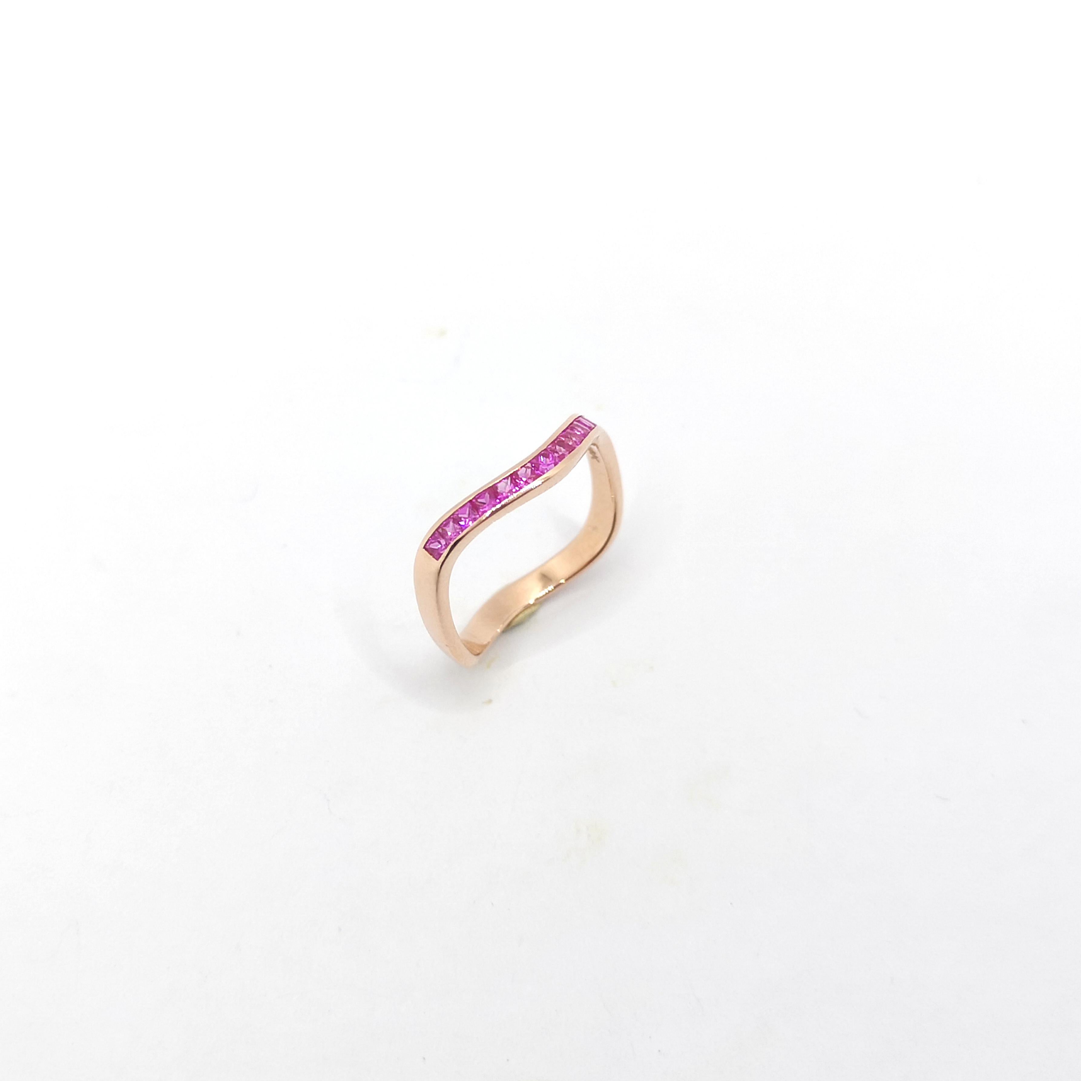 Pink Sapphire Ring set in 18K Rose Gold Settings For Sale 4
