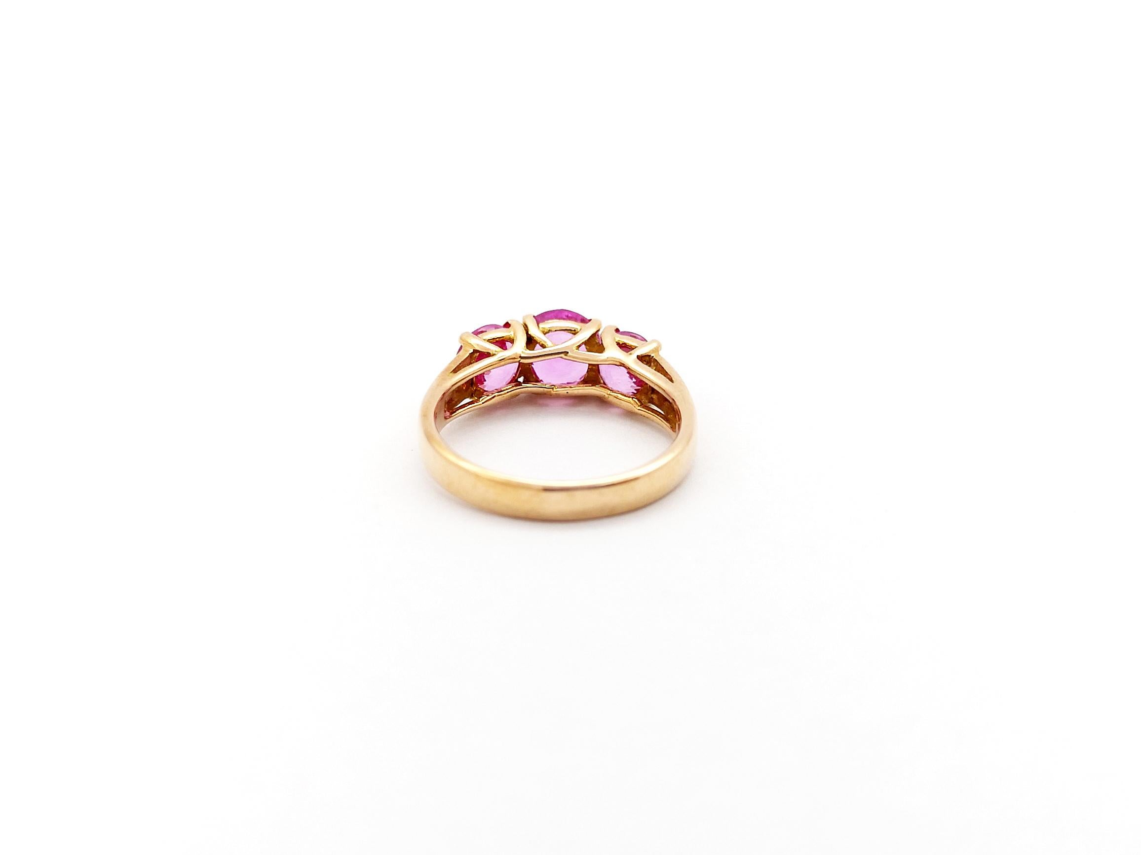 Pink Sapphire Ring set in 18K Rose Gold Settings For Sale 5