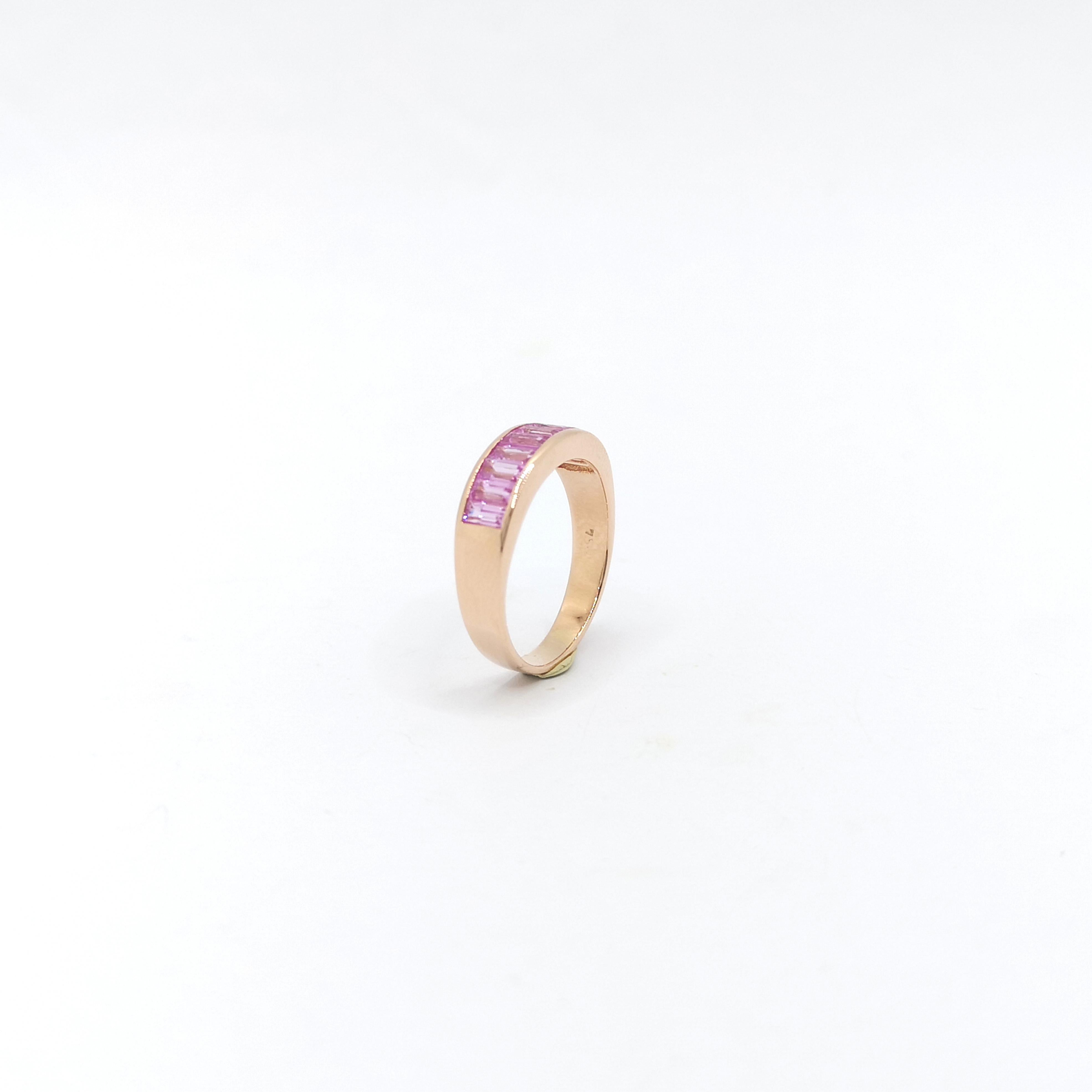 Pink Sapphire Ring set in 18K Rose Gold Settings For Sale 5