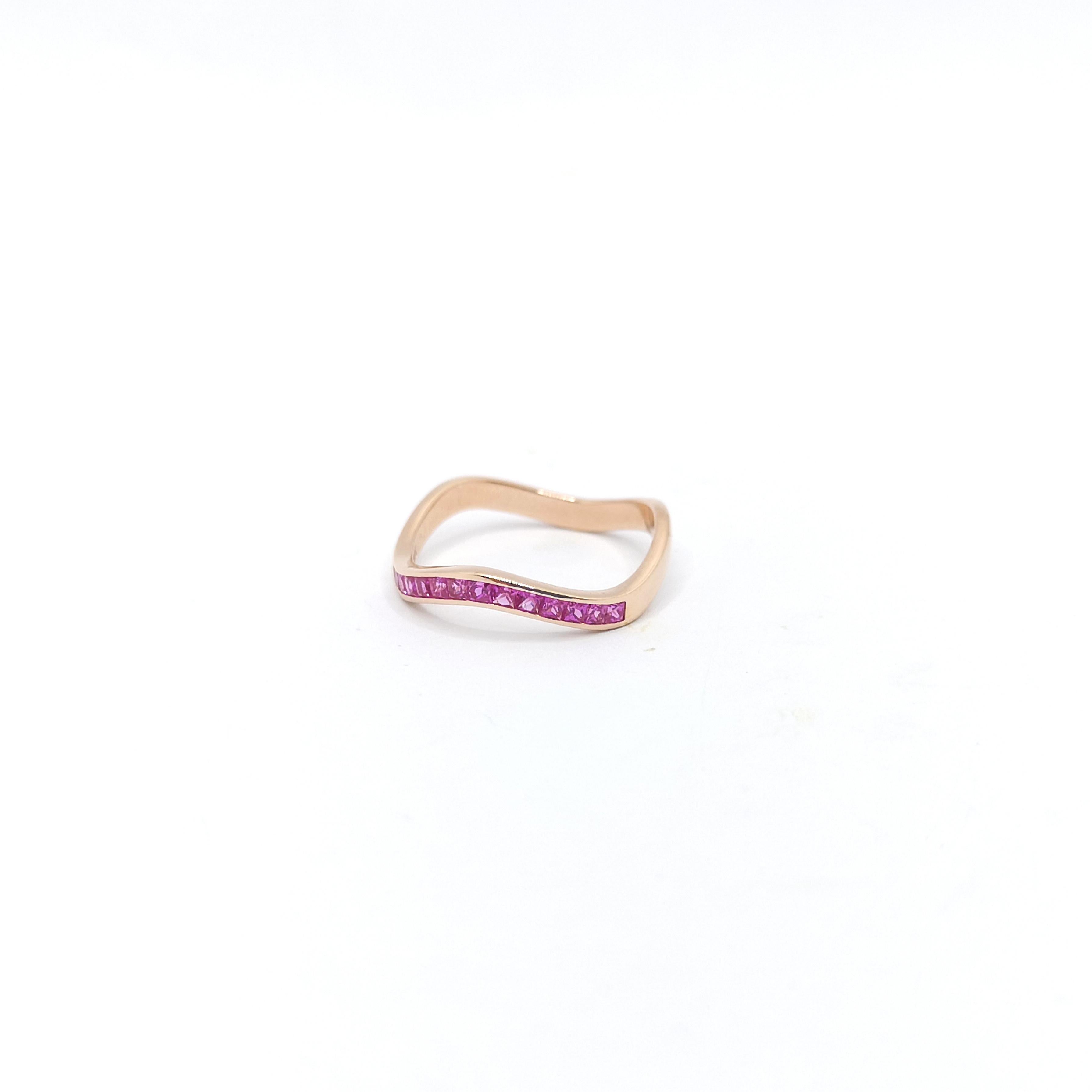 Pink Sapphire Ring set in 18K Rose Gold Settings For Sale 5